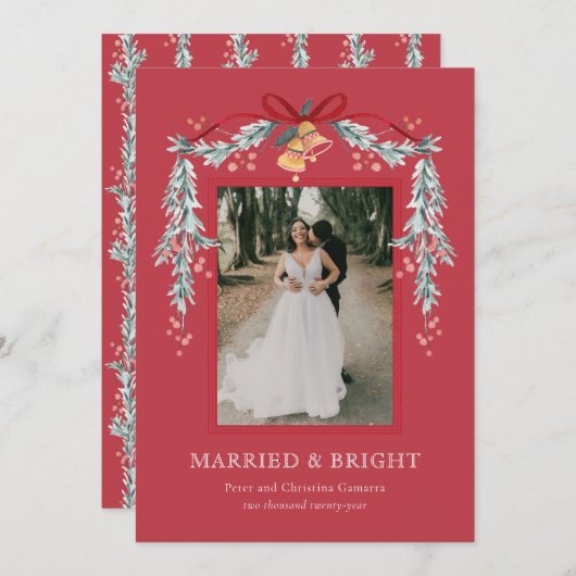 Getrouwd en Bright Pas getrouwd Kerstkaart (Voorkant / Achterkant)