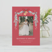 Getrouwd en Bright Pas getrouwd Kerstkaart (Staand voorkant)