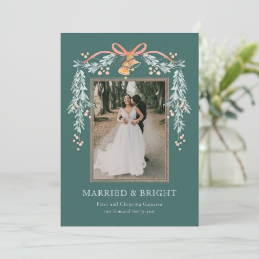 Getrouwd en Bright Pas getrouwd Kerstkaart (Staand voorkant)