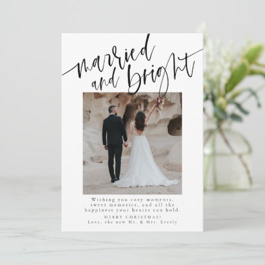 Getrouwd en Bright Pas getrouwd Kerstmis Kaart (Staand voorkant)