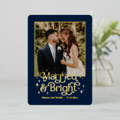 Getrouwd en Bright REAL FOLIE Pas getrouwd Vakanti Folie Feestdagenkaart (Staand Voorkant)