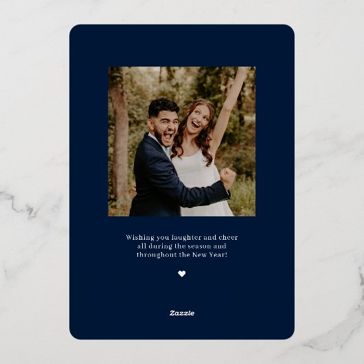 Getrouwd en Bright REAL FOLIE Pas getrouwd Vakanti Folie Feestdagenkaart (Achterkant)