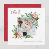 Getrouwd en feestdag botanisch met foto feestdagenkaart (Voorkant / Achterkant)