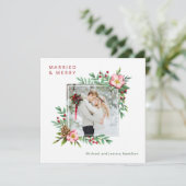 Getrouwd en feestdag botanisch met foto feestdagenkaart (Staand voorkant)
