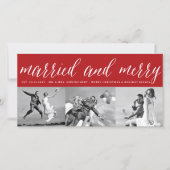 Getrouwd En Gelukkig 3 Foto Collage Eenvoudige Bru Feestdagenkaart (Voorkant)