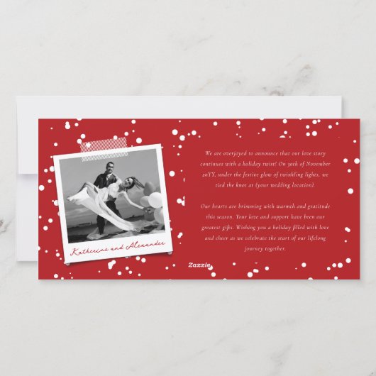 Getrouwd En Gelukkig 3 Foto Collage Eenvoudige Bru Feestdagenkaart (Achterkant)