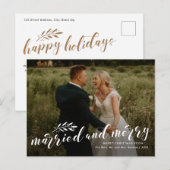Getrouwd en gevriesdroogd bruiloft foto Kerstmis Feestdagenkaart (Voorkant / Achterkant)
