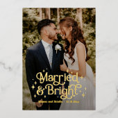 Getrouwd en helder ECHT FOIL Nieuwgetrouwd Kerstka Folie Feestdagenkaart (Voorkant)