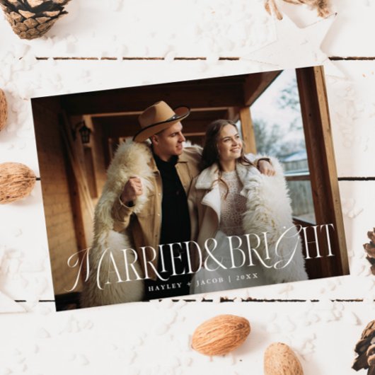 Getrouwd en Helder  Elegantie Bruiloft Feestdagenkaart