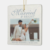 Getrouwd en Helder Foto Aandenken Bruiloft Keramisch Ornament (Links)