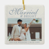 Getrouwd en Helder Foto Aandenken Bruiloft Keramisch Ornament (Voorkant)