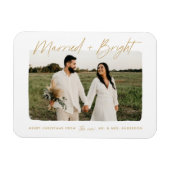 Getrouwd en helder gouden script foto magneet (Horizontaal)