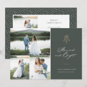 Getrouwd en Helder Kerstmis Multi-Photo Holiday Feestdagenkaart (Voorkant / Achterkant)
