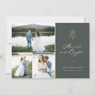 Getrouwd en Helder Kerstmis Multi-Photo Holiday Feestdagenkaart