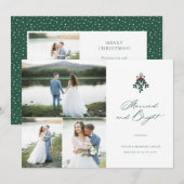 Getrouwd en Helder Kerstmis Multi-Photo Holiday Feestdagenkaart (Voorkant / Achterkant)