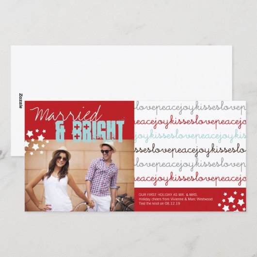 Getrouwd en Helder Liefde Vrede Vreugde Kussen Fot Feestdagenkaart (Voorkant / Achterkant)