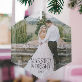 Getrouwd en helder minimalistische moderne trouwfo glas ornament