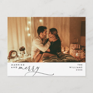 Getrouwd en Helder Modern Script Photo Holiday Briefkaart
