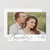 Getrouwd en helder, Modern Script Photo Holiday Briefkaart (Voorkant / Achterkant)
