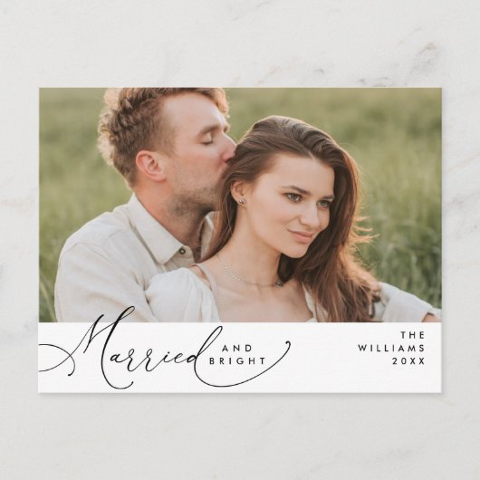 Getrouwd en helder, Modern Script Photo Holiday Briefkaart (Voorkant)
