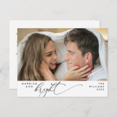 Getrouwd en helder, Modern Script Photo Holiday Briefkaart (Voorkant / Achterkant)