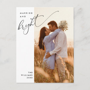 Getrouwd en helder, Modern Script Photo Holiday Briefkaart
