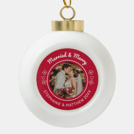 Getrouwd en huwelijk Foto Modern Red Keramische Bal Ornament