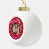 Getrouwd en huwelijk Foto Modern Red Keramische Bal Ornament (Rechts)
