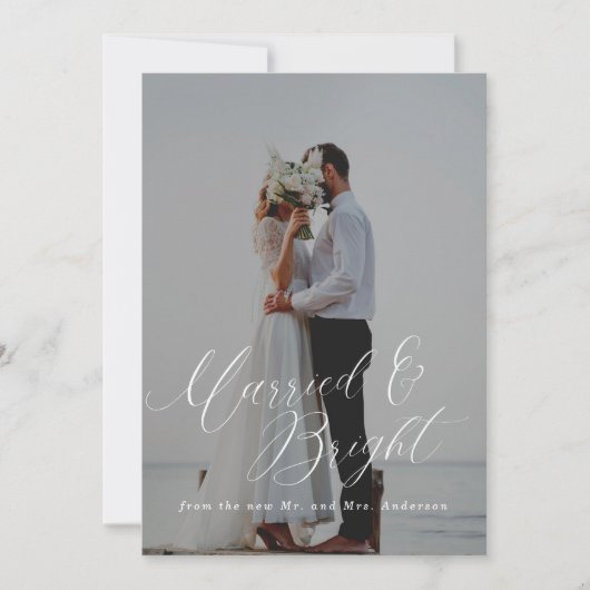 Getrouwd en lichte Pas getrouwd | Script-foto Feestdagenkaart (Voorkant)