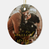 Getrouwd en Merry Gold Holiday Ornament (Links)