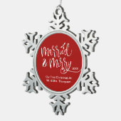 Getrouwd en Merry Newly 1 Kerstmis Mr. Tin Sneeuwvlok Ornament (Rechts)