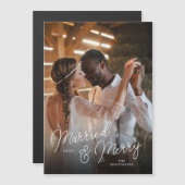Getrouwd en Merry Photo Overlay Magnetische Kaart (Voorkant / Achterkant)
