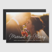 Getrouwd en Merry Photo Overlay Magnetische Kaart (Voorkant / Achterkant)