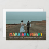 Getrouwd en Merry Retro 60s Hippie kerstkaart Kaart (Voorkant / Achterkant)