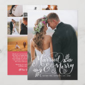 Getrouwd en Merry Typography Holiday Photo Bedankt Feestdagenkaart (Voorkant / Achterkant)