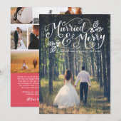 Getrouwd en Merry Typography Holiday Photo Bedankt Feestdagenkaart (Voorkant / Achterkant)