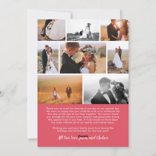 Getrouwd en Merry Typography Holiday Photo Bedankt Feestdagenkaart (Achterkant)