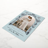 Getrouwd en Prettig Kerstmis Huwelijksfoto Arch Folie Feestdagenkaart (Gedraaid)