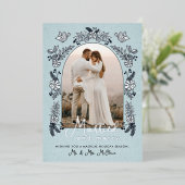 Getrouwd en Prettig Kerstmis Huwelijksfoto Arch Folie Feestdagenkaart (Staand Voorkant)