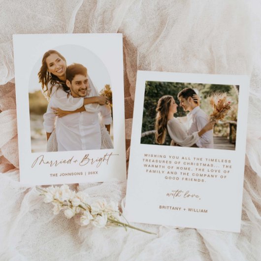 Getrouwd en stralend elegante Kerstmis fotokaart Kaart