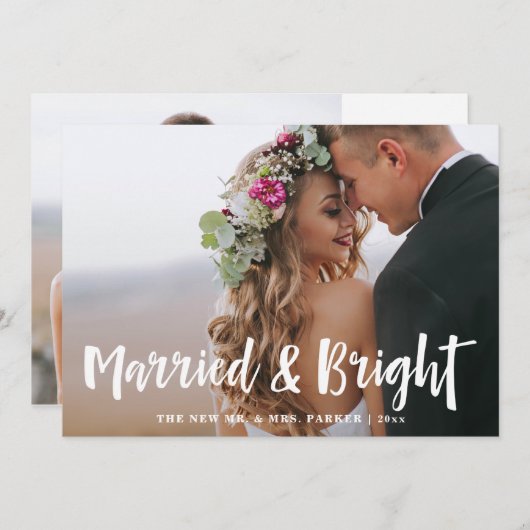 Getrouwd en Stralend | Handgetekende Script Twee F Feestdagenkaart (Voorkant / Achterkant)