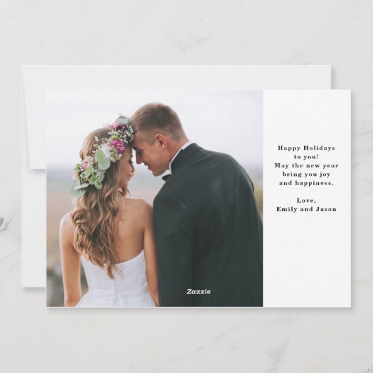 Getrouwd en Stralend | Handgetekende Script Twee F Feestdagenkaart (Achterkant)