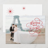 Getrouwd en stralend Nieuwgetrouwd Plat Kerstkaart (Voorkant / Achterkant)