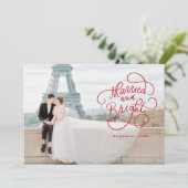 Getrouwd en stralend Nieuwgetrouwd Plat Kerstkaart (Staand voorkant)