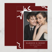 Getrouwd en vrolijk 1e kerst Pas getrouwd Foto Feestdagenkaart (Voorkant / Achterkant)