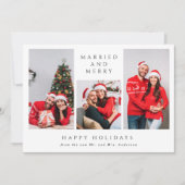 Getrouwd en vrolijk | 3-foto Eerste Kerstmis Feestdagenkaart (Voorkant)