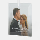 Getrouwd en vrolijk aangepaste foto Pas getrouwd k Glas Ornament (Voorkant links)