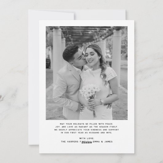 Getrouwd en vrolijk boog foto kerst Passen getrouw Feestdagenkaart (Achterkant)