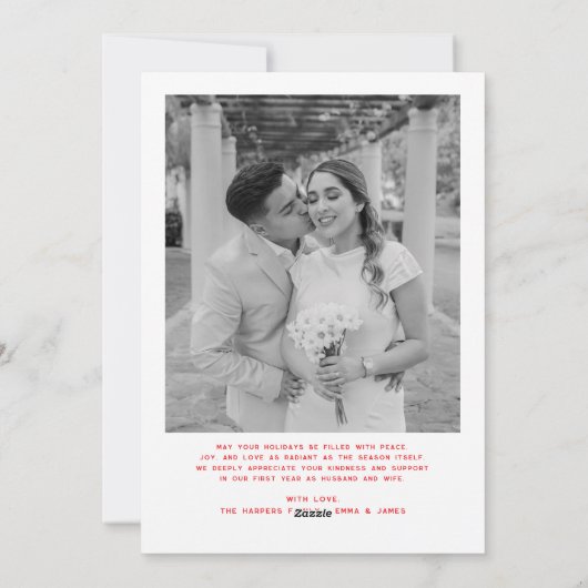 Getrouwd en vrolijk boog foto kerst Passen getrouw Feestdagenkaart (Achterkant)