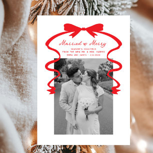 Getrouwd en vrolijk boog foto kerst Passen getrouw Feestdagenkaart